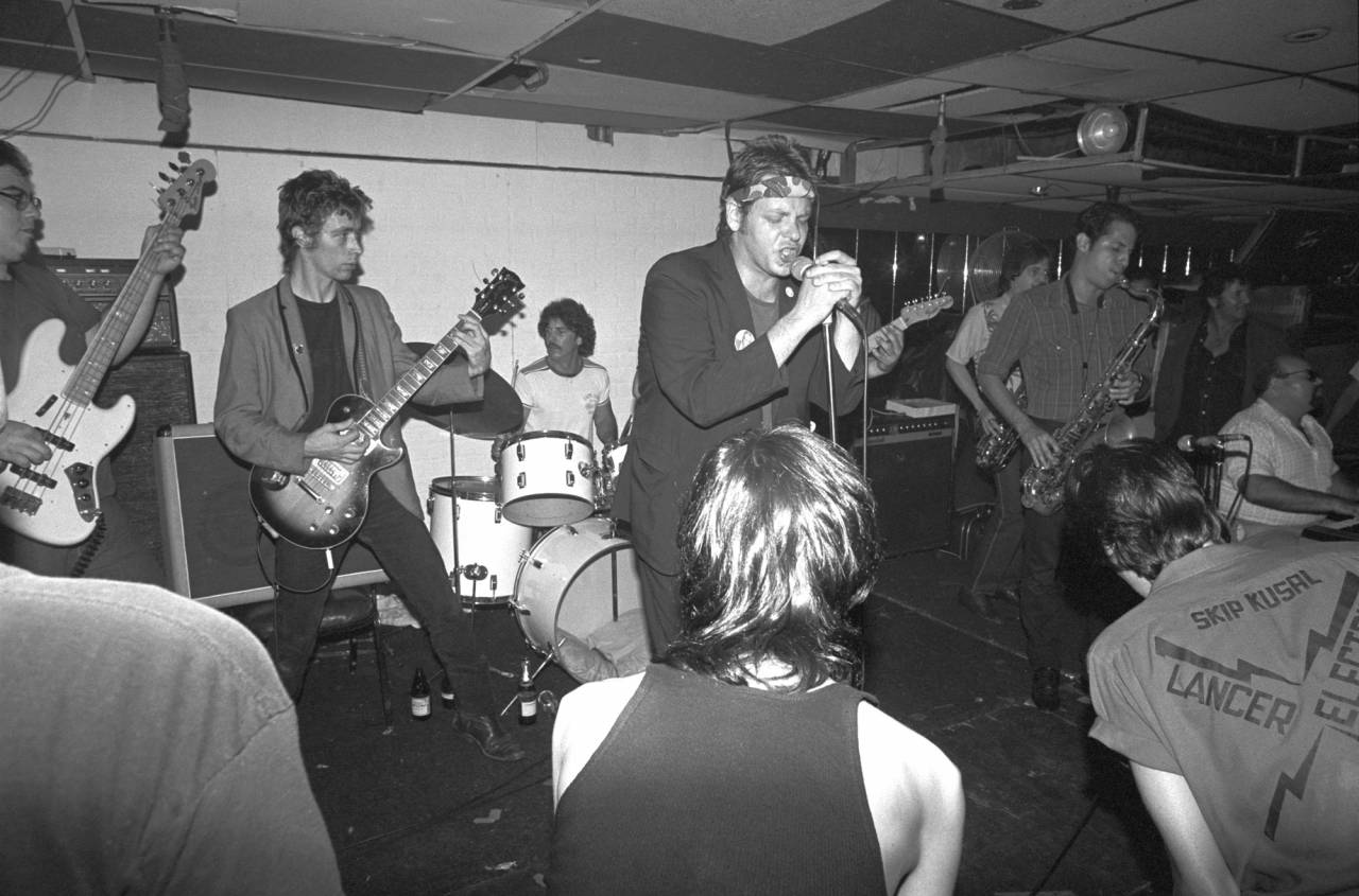 Top Jimmy & The Rhythm Pigs performing at the Cathay de Grande, Hollywood, 1981.