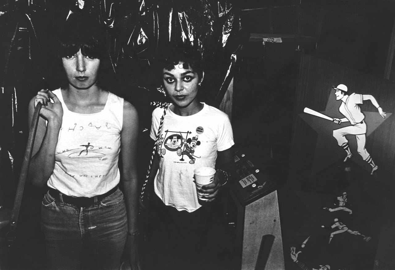 Punk girls at a Hollywood video arcade, 1981.