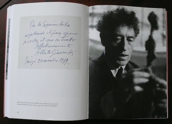 Photograph of Alberto Giacometti by Yoshi Takata with note on reverse to Aïka Sapone, 1959
