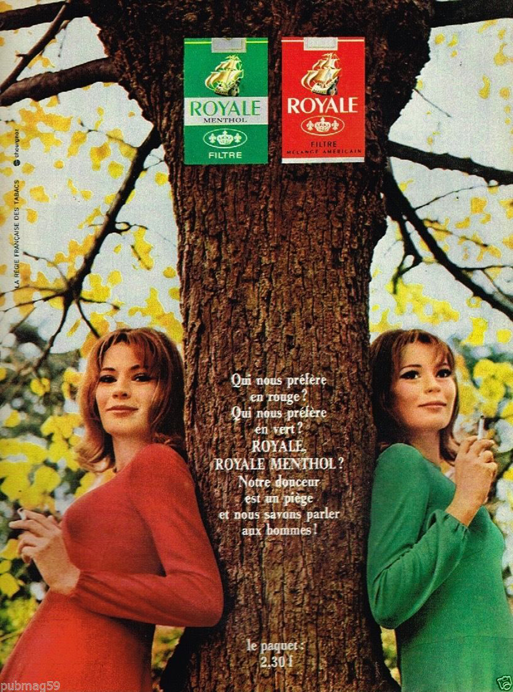 Publicité advertising 1968 Les Cigarettes Royale