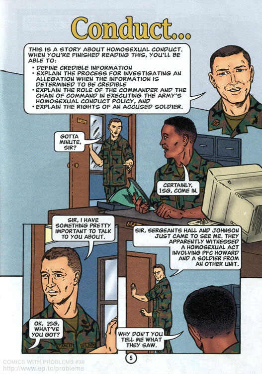 The Us Army S Official ‘don T Ask Don T Tell Homosexual Policy Comic Book 2001