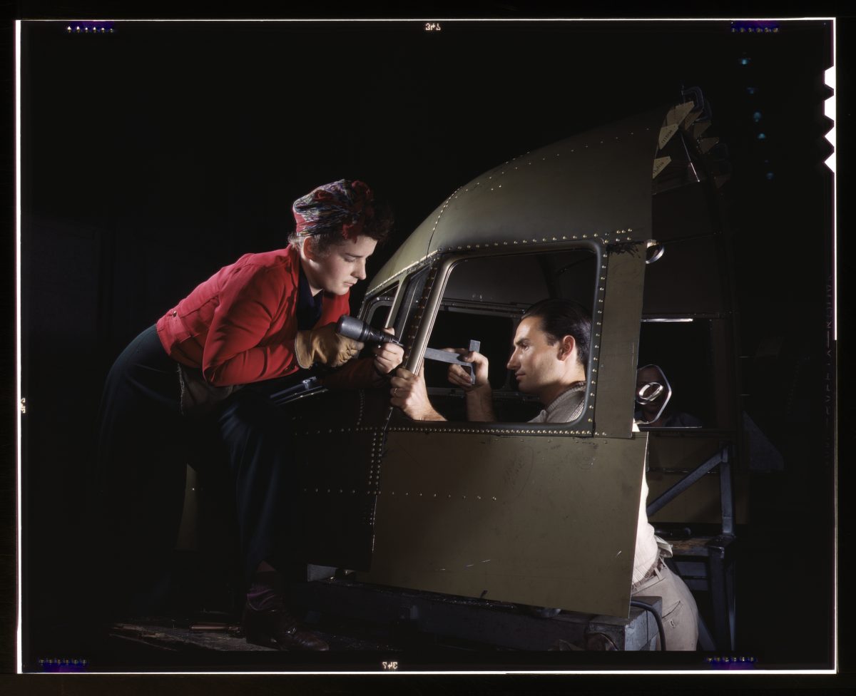 Women In World War 2 working at Douglas Douglas Aircraft Company at Long Beach, California