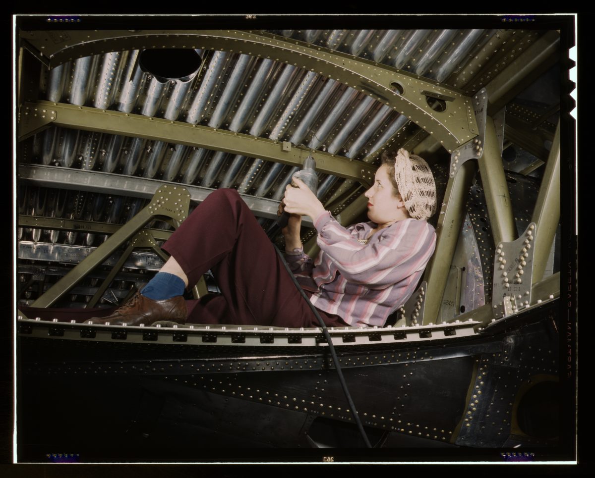 Women In World War 2 working at Douglas Douglas Aircraft Company at Long Beach, California