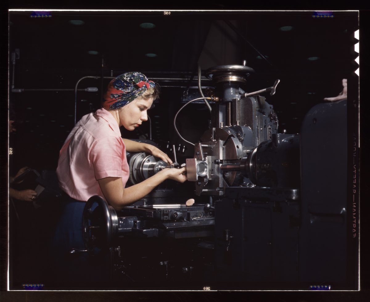 Women In World War 2 working at Douglas Douglas Aircraft Company at Long Beach, California