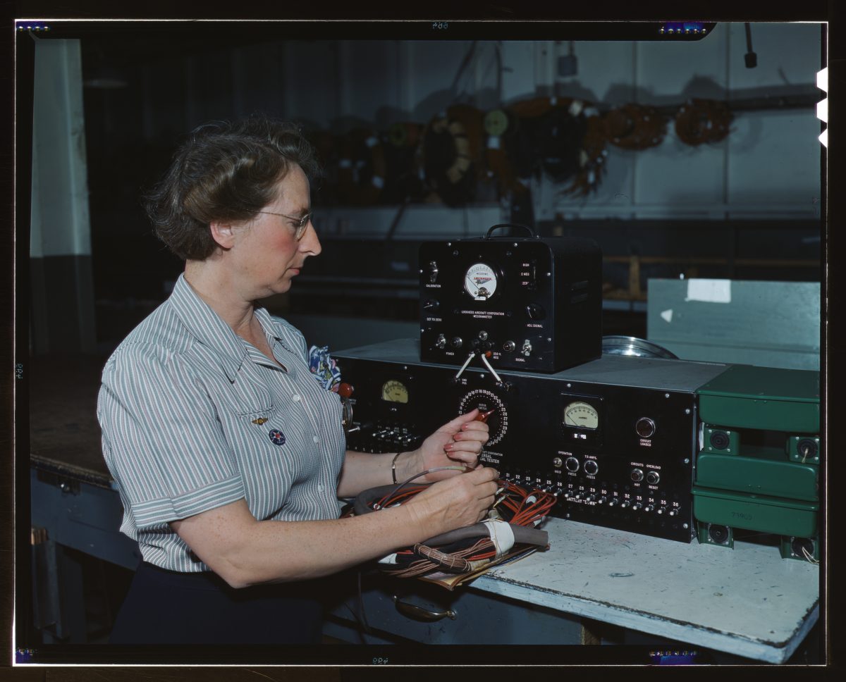 Women In World War 2 working at Douglas Douglas Aircraft Company at Long Beach, California