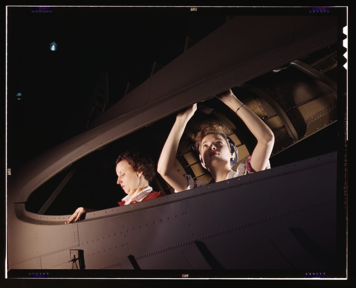 Women In World War 2 working at Douglas Douglas Aircraft Company at Long Beach, California