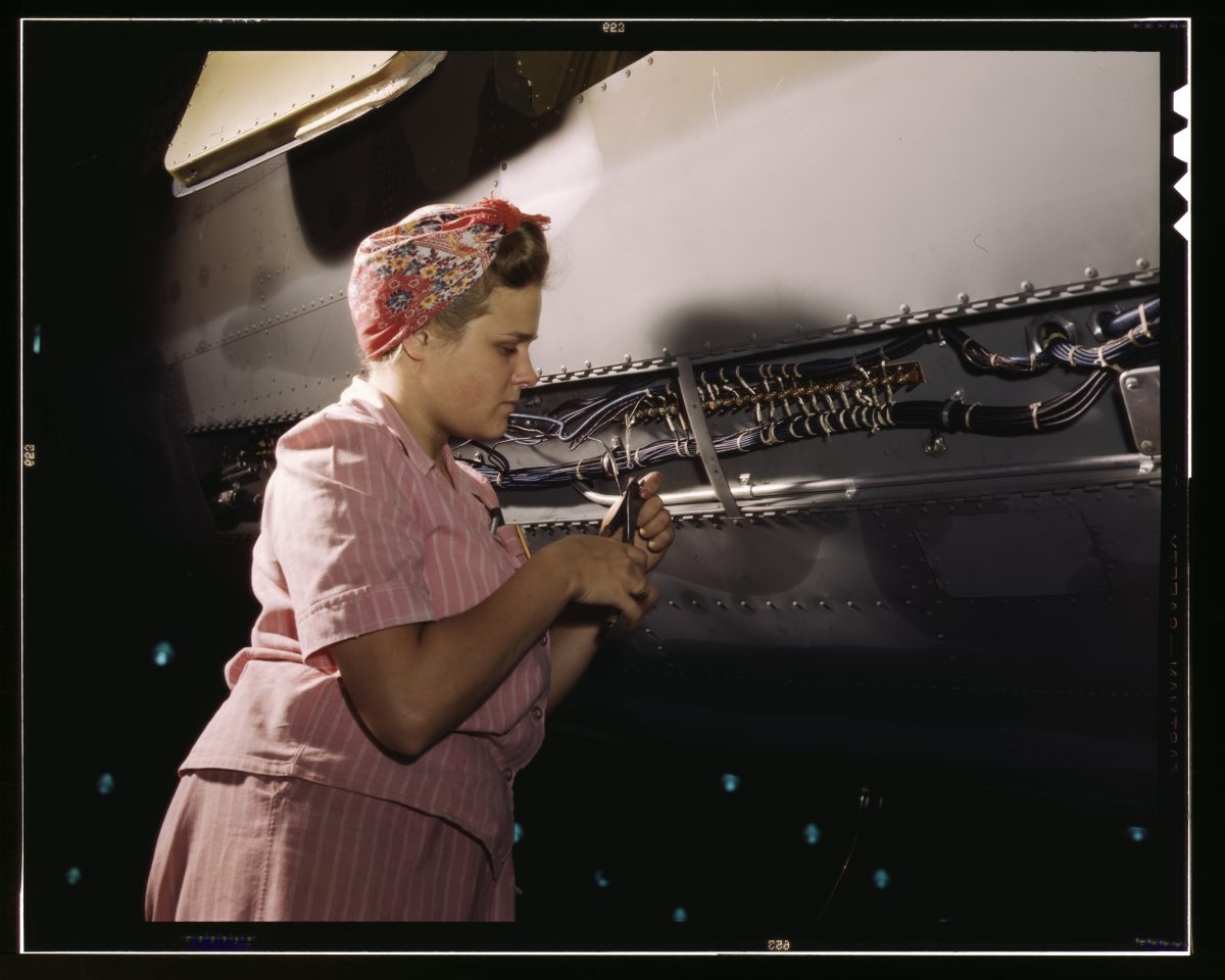 Women In World War 2 working at Douglas Douglas Aircraft Company at Long Beach, California