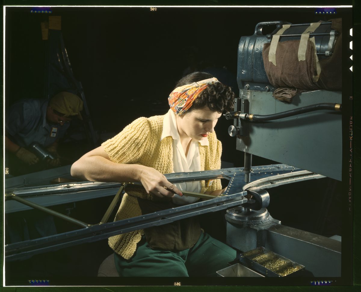 Women In World War 2 working at Douglas Douglas Aircraft Company at Long Beach, California