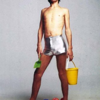 Mick Jagger in his silver swimmers, by Francesco Scavullo