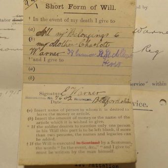 First World War: the Short Form of Wills go online
