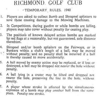 Richmond Golf Club Rules 1940