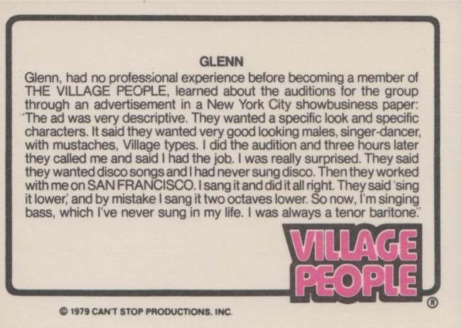 glenn village people card