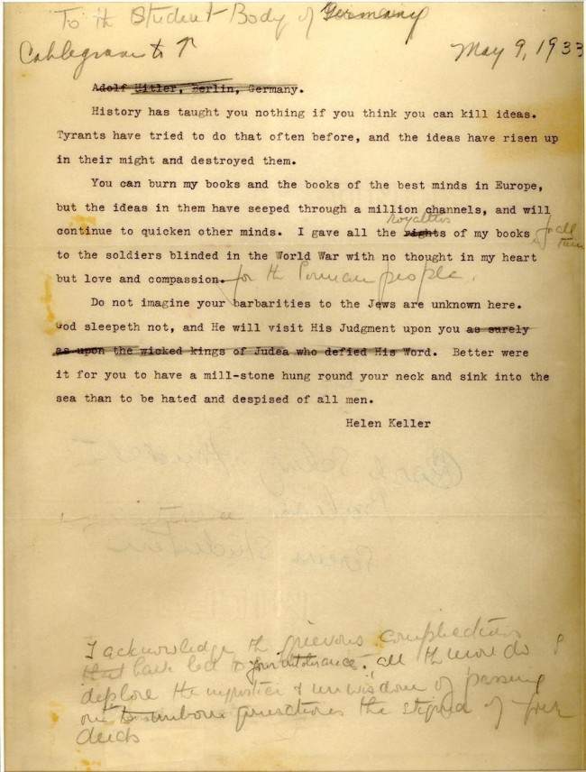 helen keller letter to germans