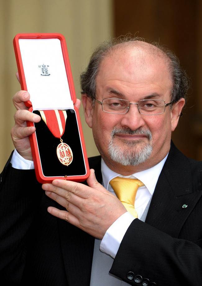 Author Sir Salman Rushdie after receiving his Knighthood from Queen Elizabeth II during an Investiture ceremony at Buckingham Palace, London. Picture date: Wednesday June 25 2008.