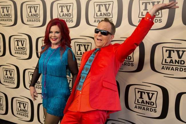 Members of The B-52's Kate Pierson and Fred Schneider arrive to the TV Land Awards 10th Anniversary in New York, Saturday, April 14, 2012. 