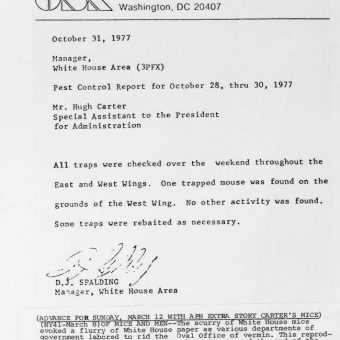 1978 Letter About Vermin In Jimmy Carter’s White House