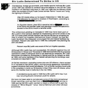 2004:  The ‘Bin Laden Determined To Strike In US’ Memo