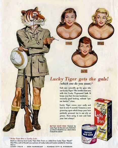 poster Lucky Tiger Hair Balm wall art reproduction. old magazine advert 