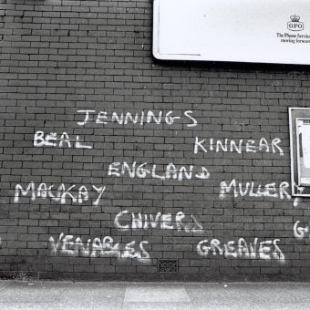 Spurs Fans Graffiti The Tottenham Hotspur Team Line Up On A Manchester Wall In 1968