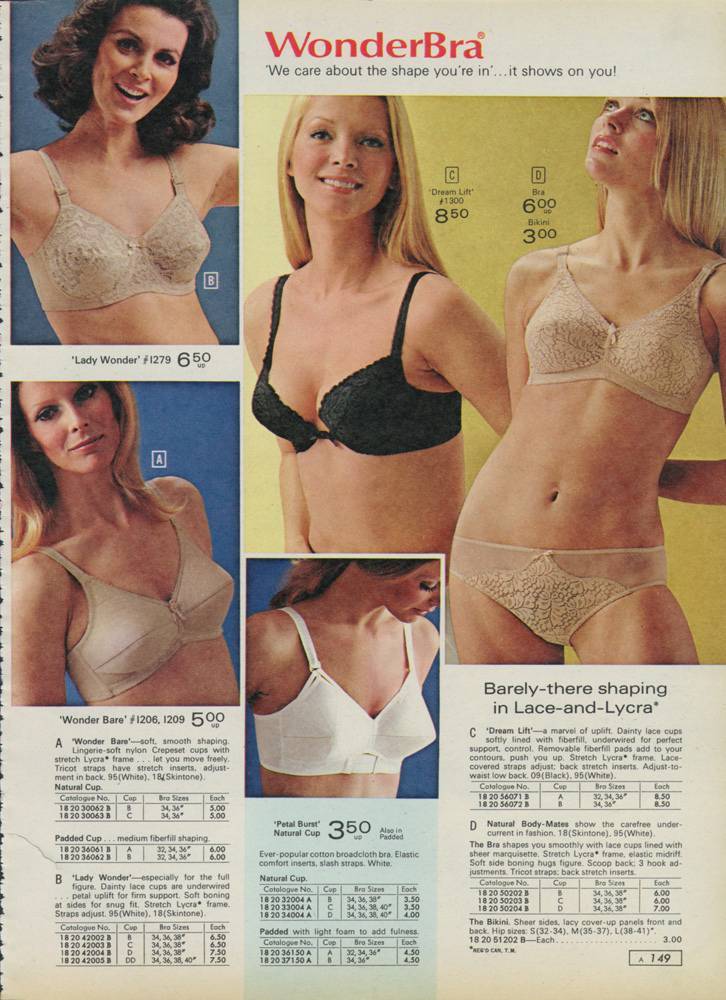 1972 Sears Ah-h Bra - 3 Women Various Shapes Figures Bodies Cup - Print Ad  Photo