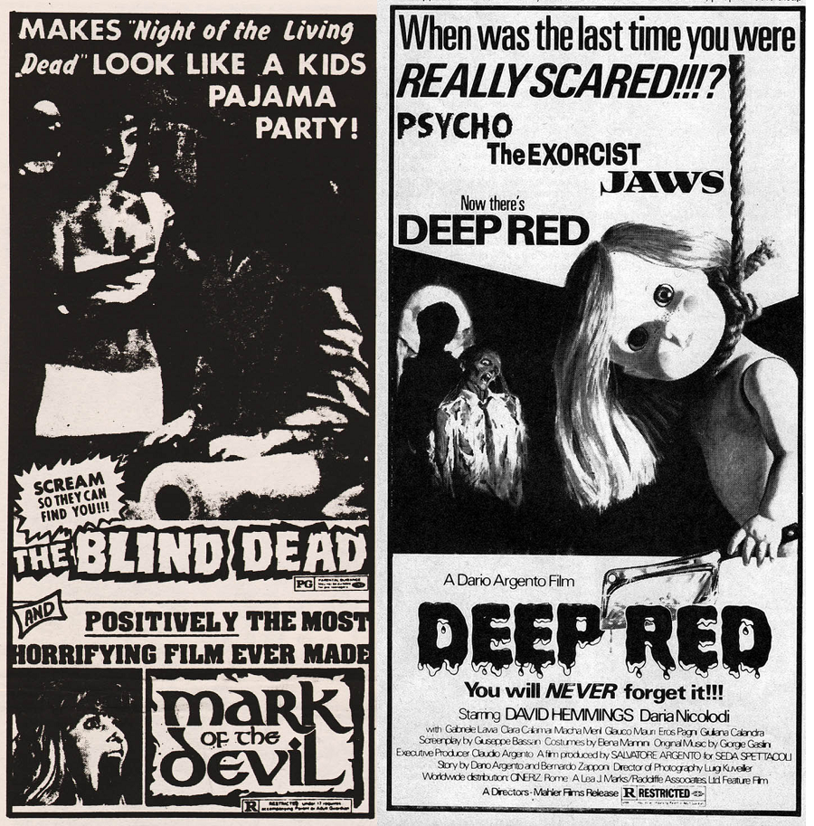 Horror Movie Newspaper Adverts Of The S S Flashbak