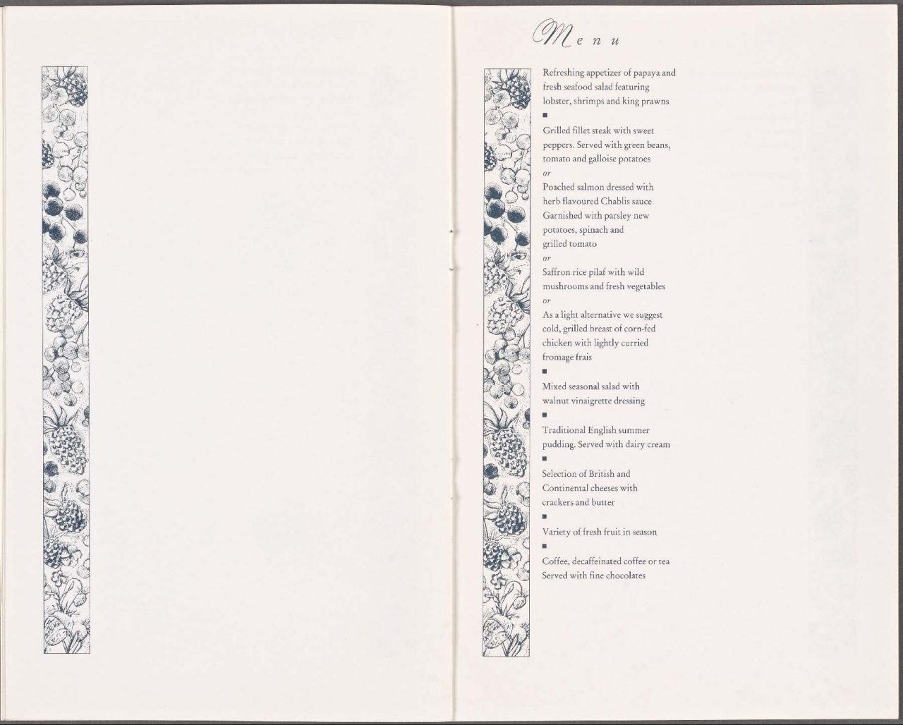 historic menu