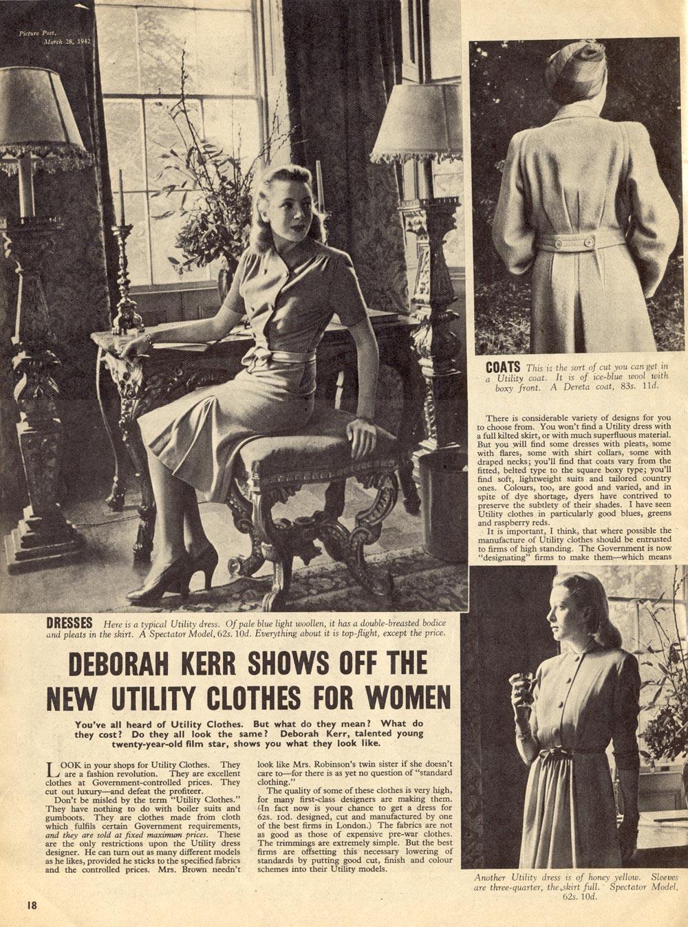 Deborah Kerr shows off the New Utility Clothes for Women 1942 - Flashbak