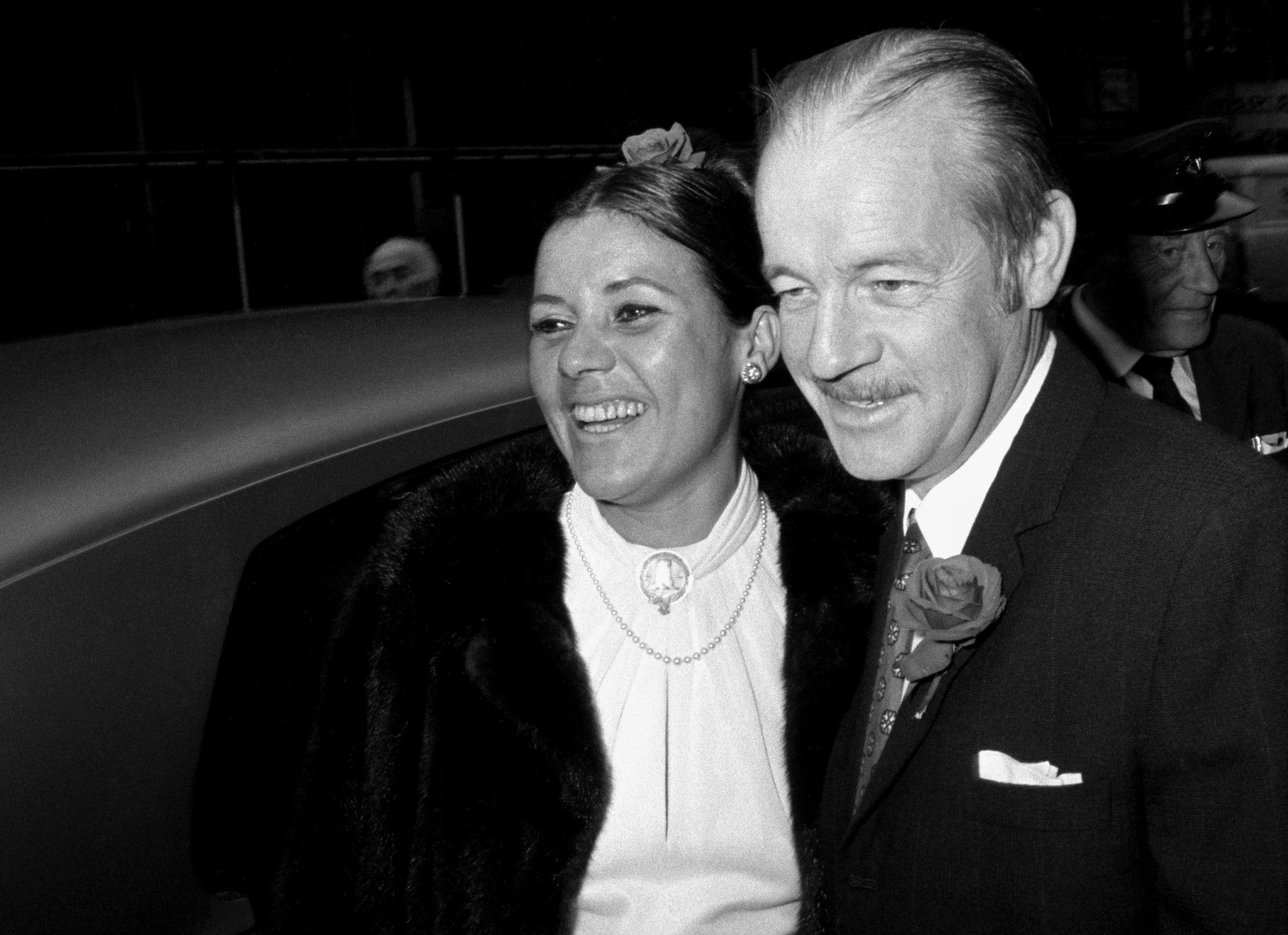 Alistair Maclean with his new wife Marcelle Georgeus. Married on 13 October 1972. They divorced in 1977.