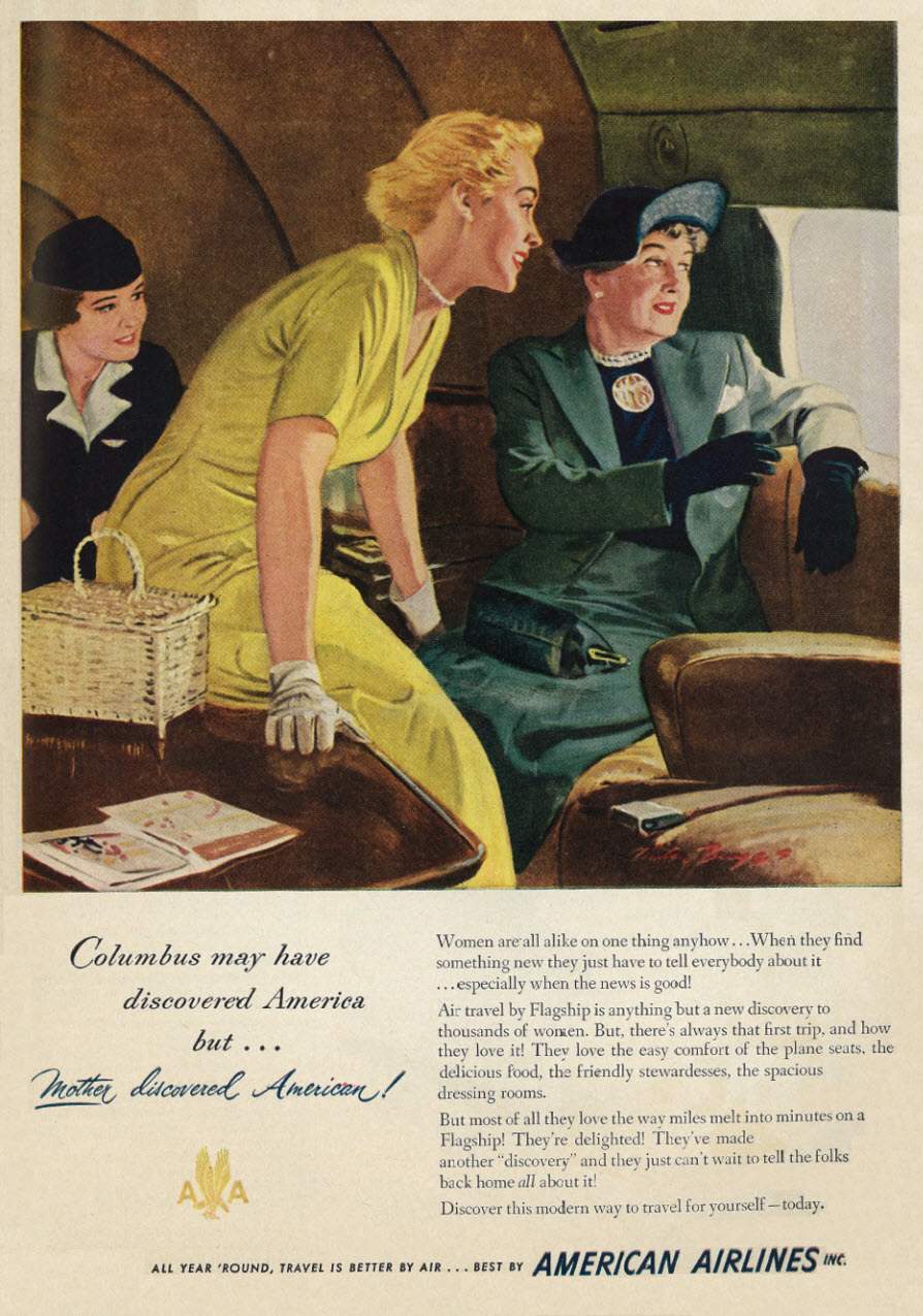 American Airlines ad from 1949 - an era when flying was civilised.