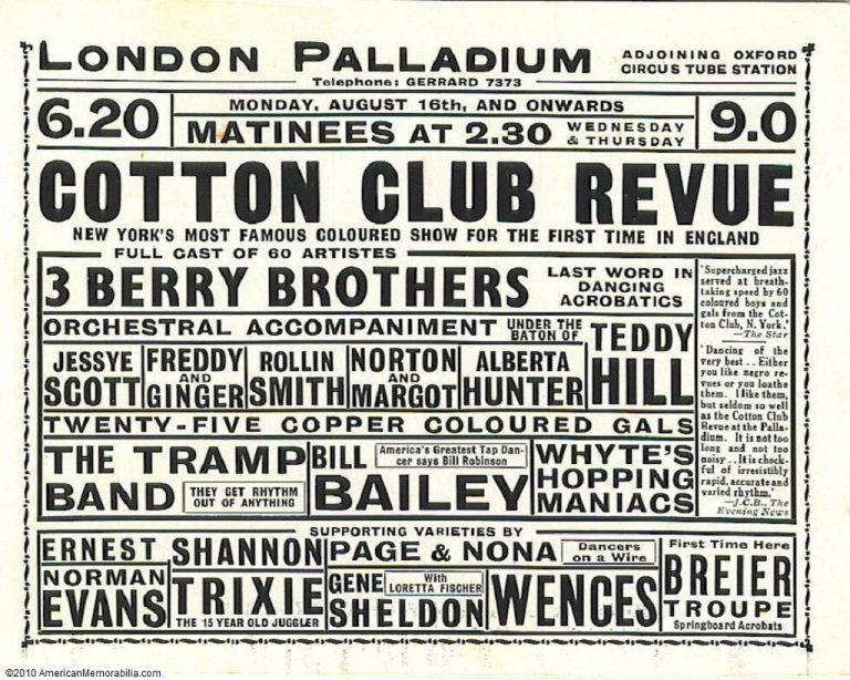 The Cotton Club Revue Visit the London Palladium in 1937 - Flashbak