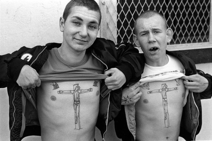 This is John and Dave (gleaned simply from looking at their tattoos) in Chelsea in 1981. Photograph: Derek Ridgers