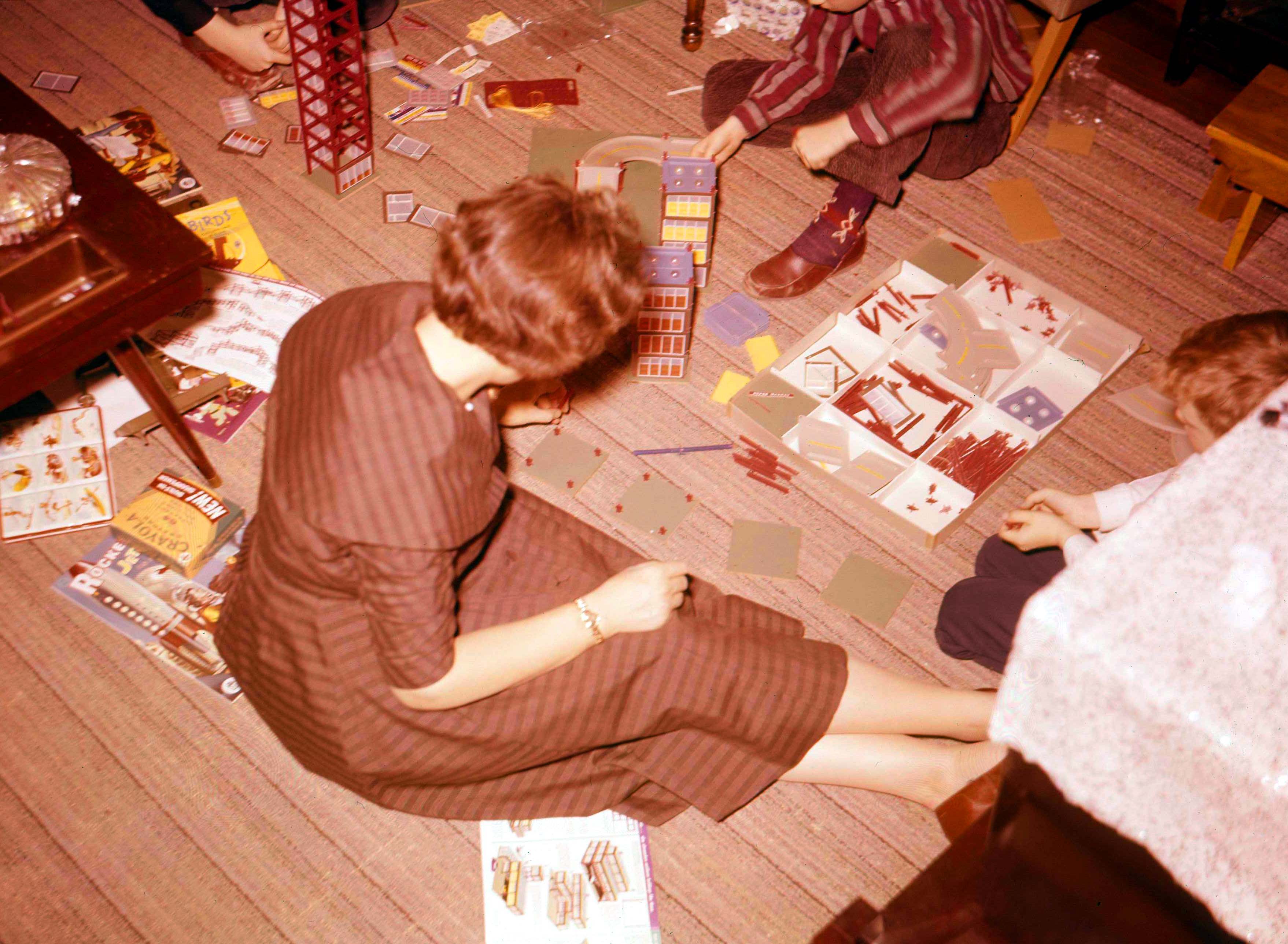 Christmas 1960 woman on floor