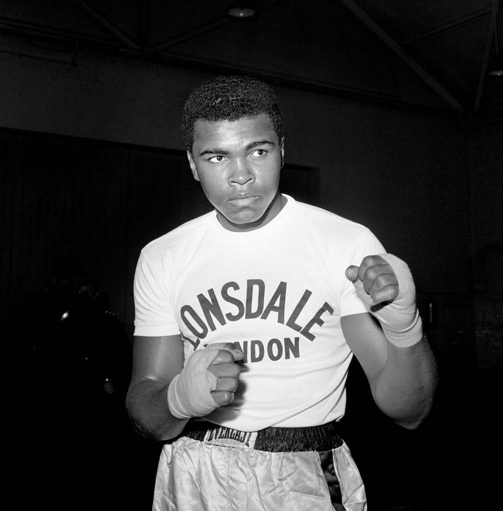 Boxer Muhammad Ali during a training session at the Territorial Army Centre in White City, London, before his fight with British Heavyweight Champion Henry Cooper.