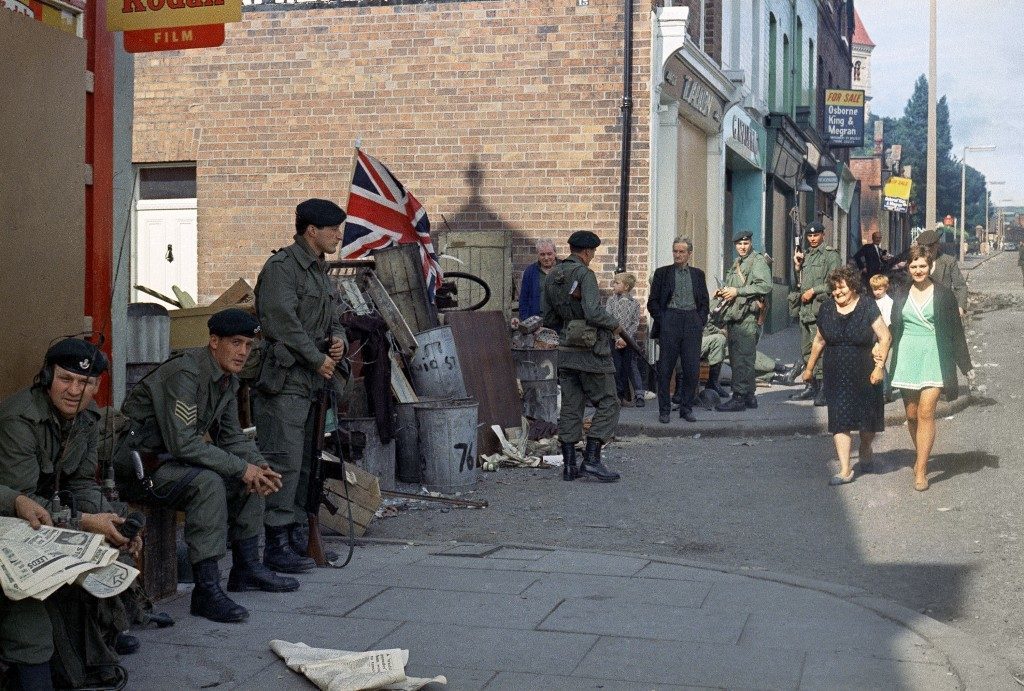 British troops in Belfast, Northern Ireland around 1969. (AP Photo/Peter Kemp) Ref #: PA.11197766  Date: 01/01/1969 