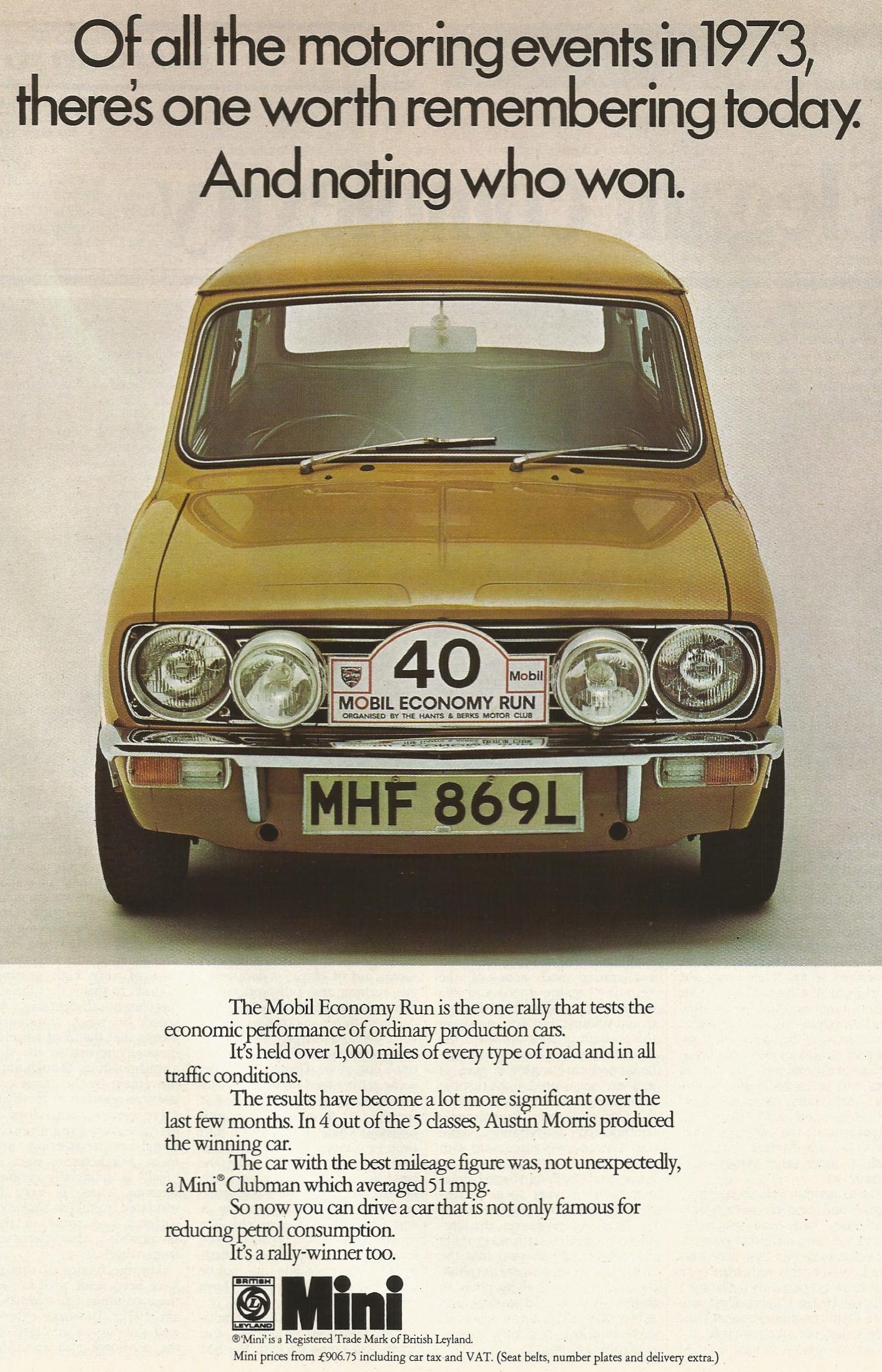 British Leyland Mini advertising advert