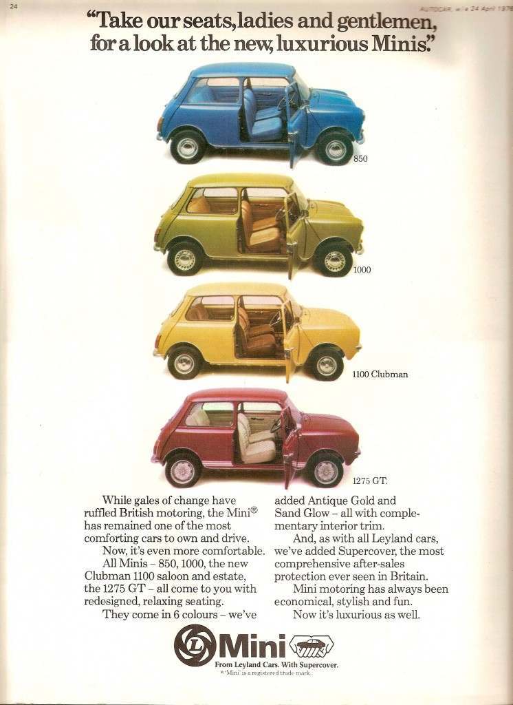 Austin Mini advertising advert seventies