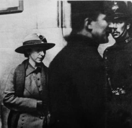 Mary Richardson at the National Gallery after her arrest in March 1914.