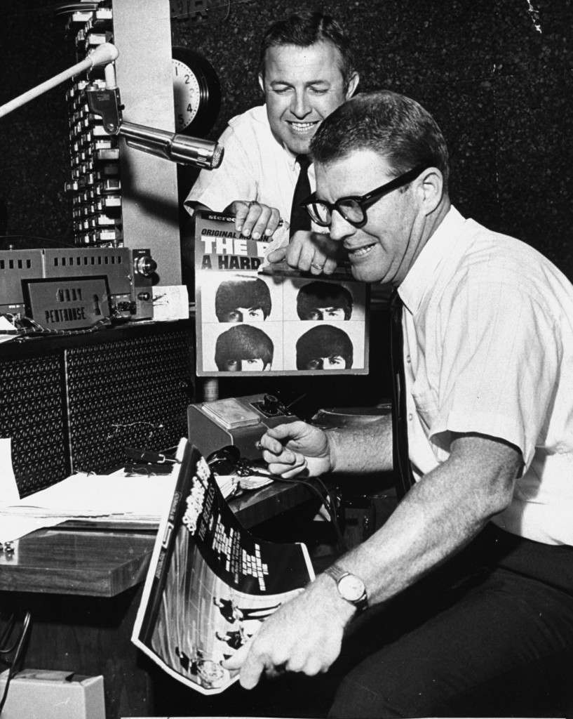 Birmingham disc jockeys Tommy Charles, left, and Doug Layton of Radio Station WAQY rip and break materials representing the British singing group the "Beatles" on August 8, 1966. The broadcasters started a "Ban the Beatles" campaign after Beatle John Lennon was quoted as saying his group is more popular than Jesus. Charles took exception to the statement as "absurd and sacrilegious." (AP Photo)