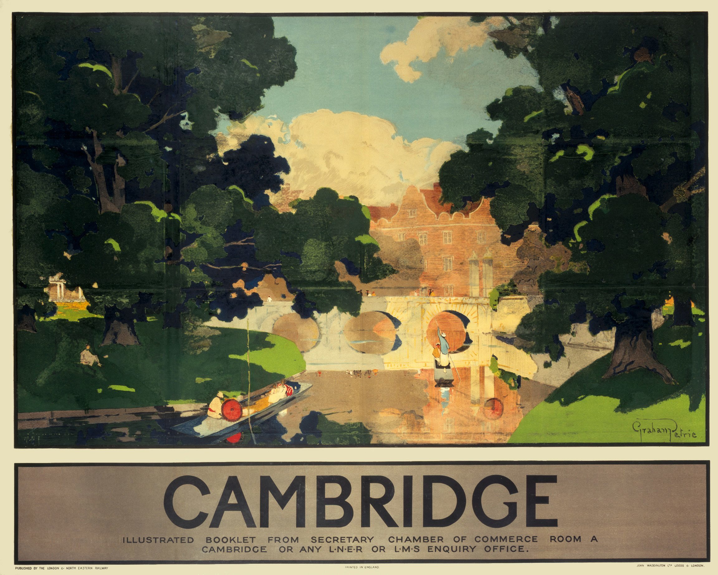 TX32 Vintage 1930 LNER CAMBRIDGE Railway Framed Travel Poster Re-Print A3/A4
