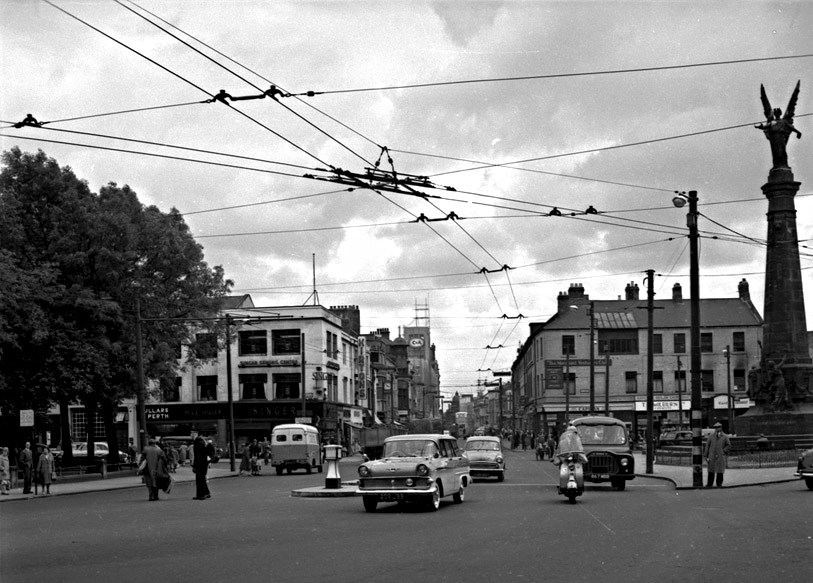 Looking down Northumberland Street from near Barras Bridge, Newcastle Upon Tyne, June 1961.