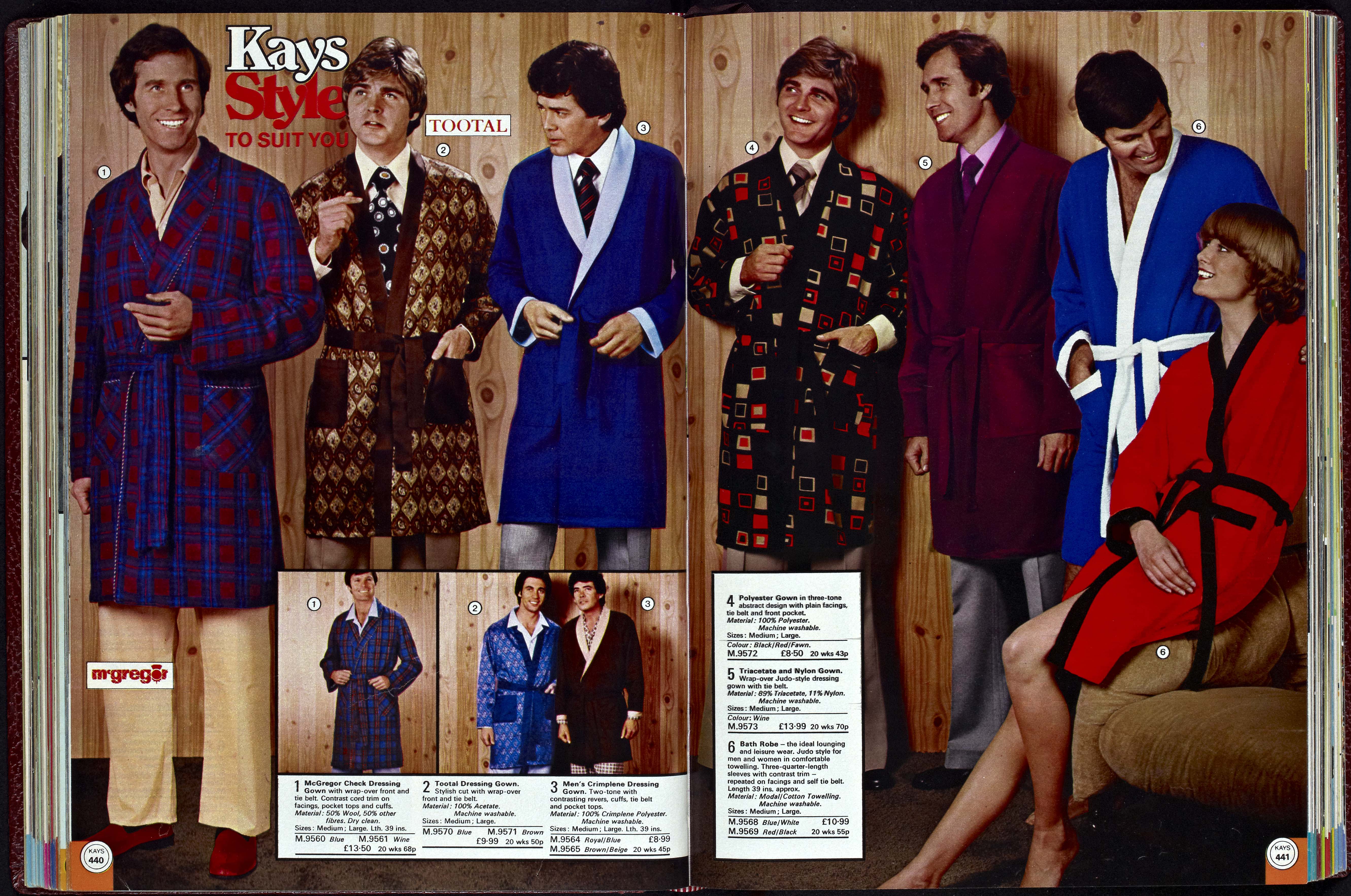 mens dressing gown house coats 1977  Kays