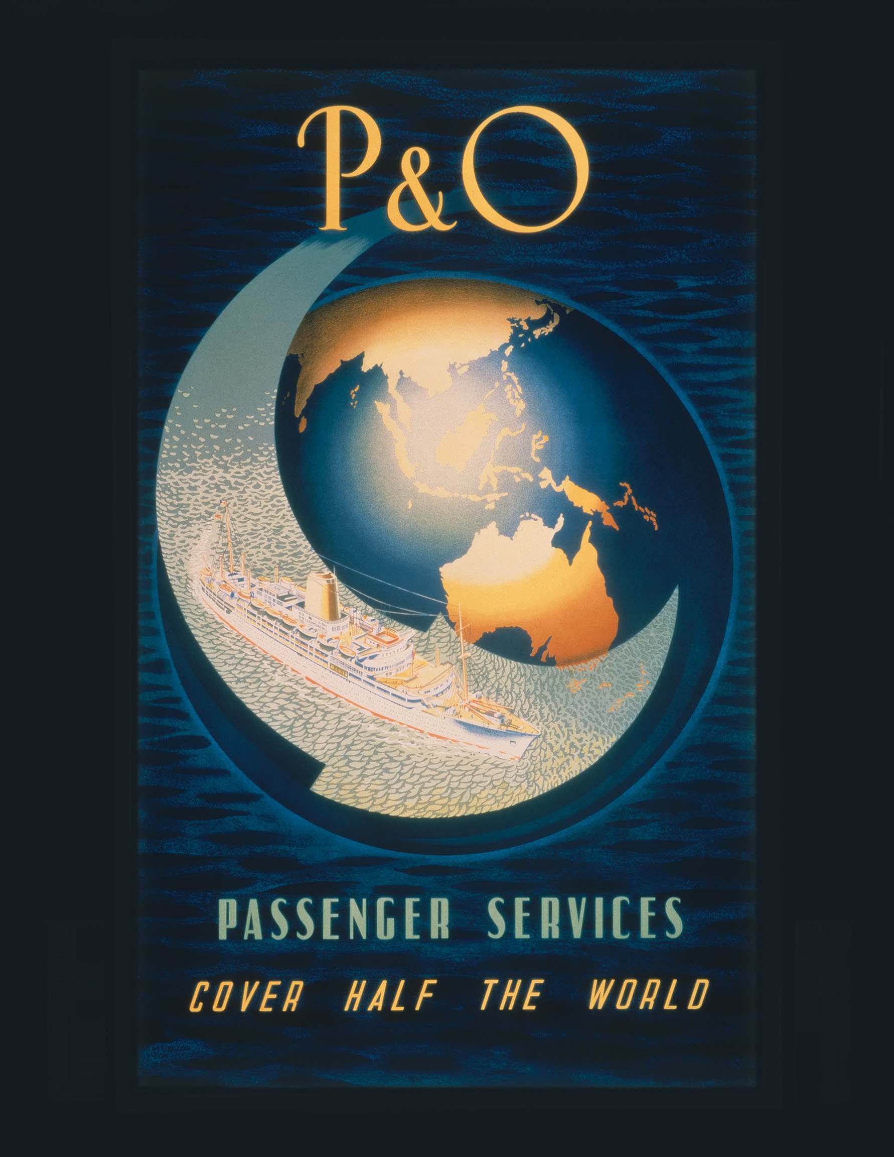 poster for P&O’s service to Australia featuring the new Iberia, lithograph, 1954