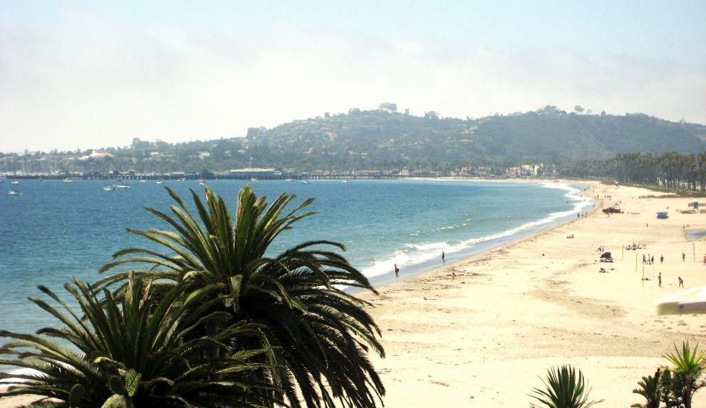 A view of East Beach from Bellosguardo, the Huguette Clark estate in Santa Barbara, California.