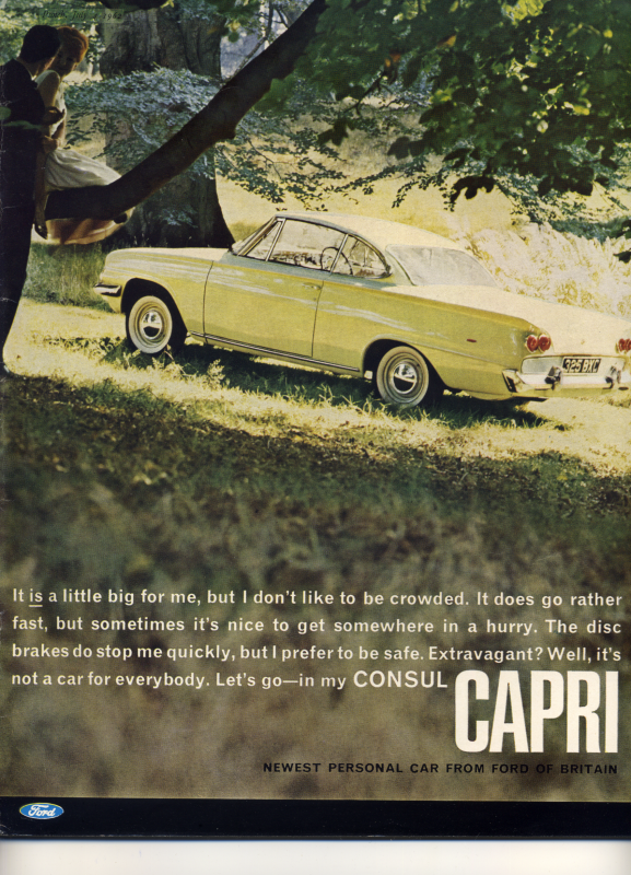 Ford Capri Advert From Punch July 1962 Flashbak 2043