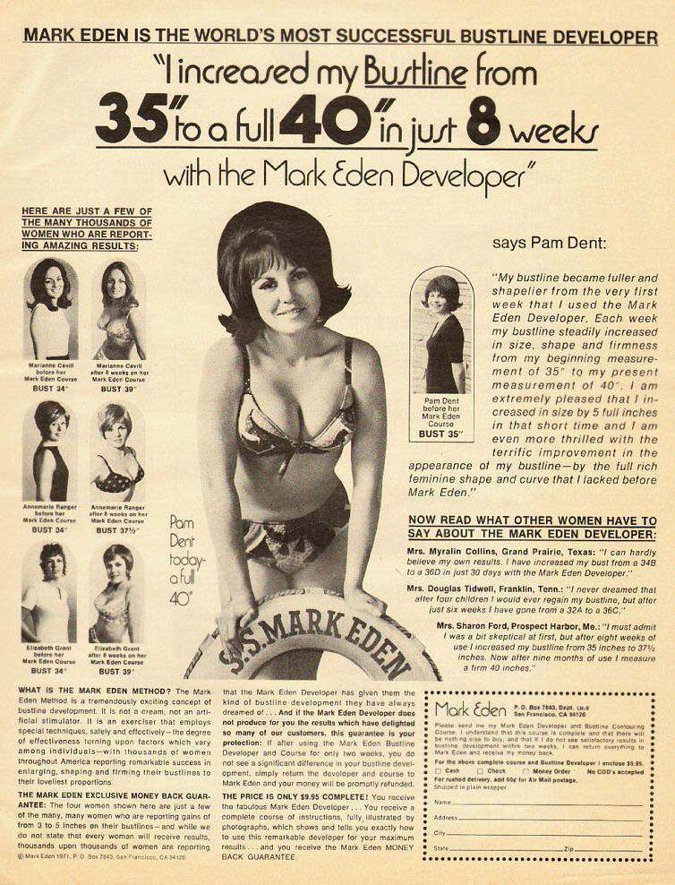 Build a Bigger Bustline 1970s Adverts for Gaining Precious Inches