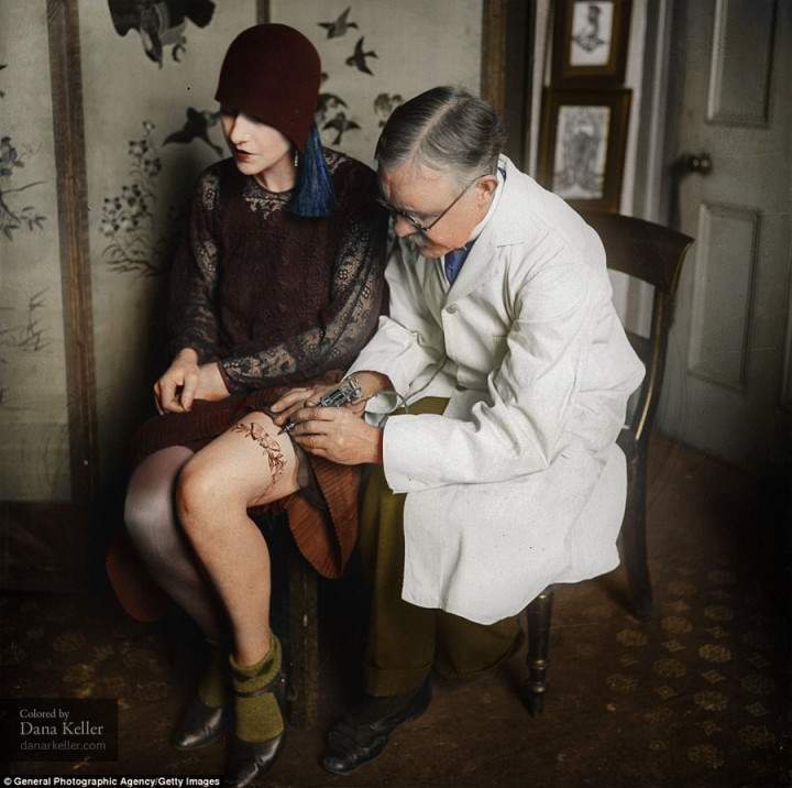 British tattoo artist George Burchett, the King of Tattooists, (ca 1930)