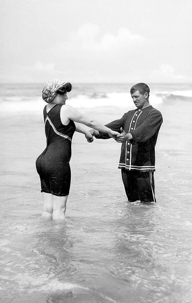 1900:  Bathing suit, about 1900.  