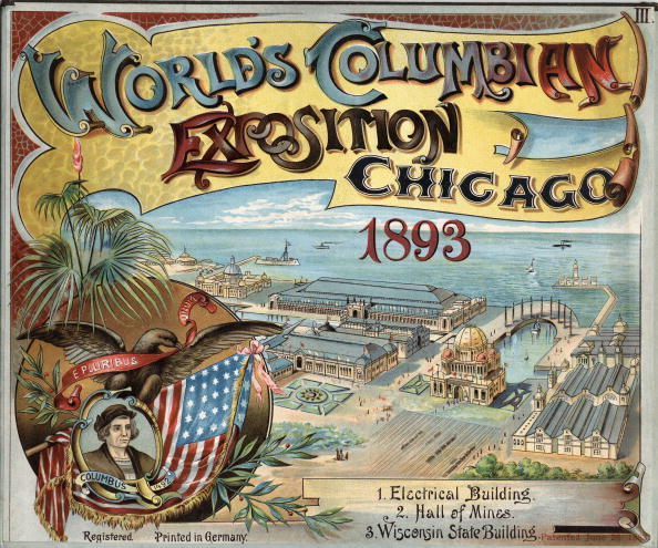 Cover for pop-up book detailing the 'World's Columbian Exposition', Chicago, IL, 1893. 