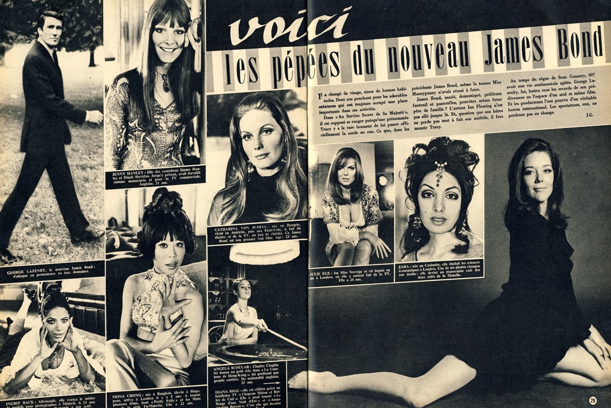French film magazine Ciné Revue profiles the Bond girls of OHMSS.