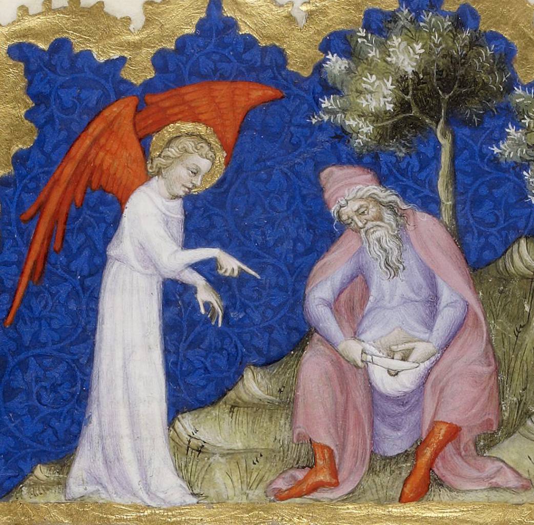 (circumcision of Abraham, Genesis 17-23-26) Bible of Jean de Sy, Paris ca. 1355-1357 BnF, Français 15397, fol. 22v